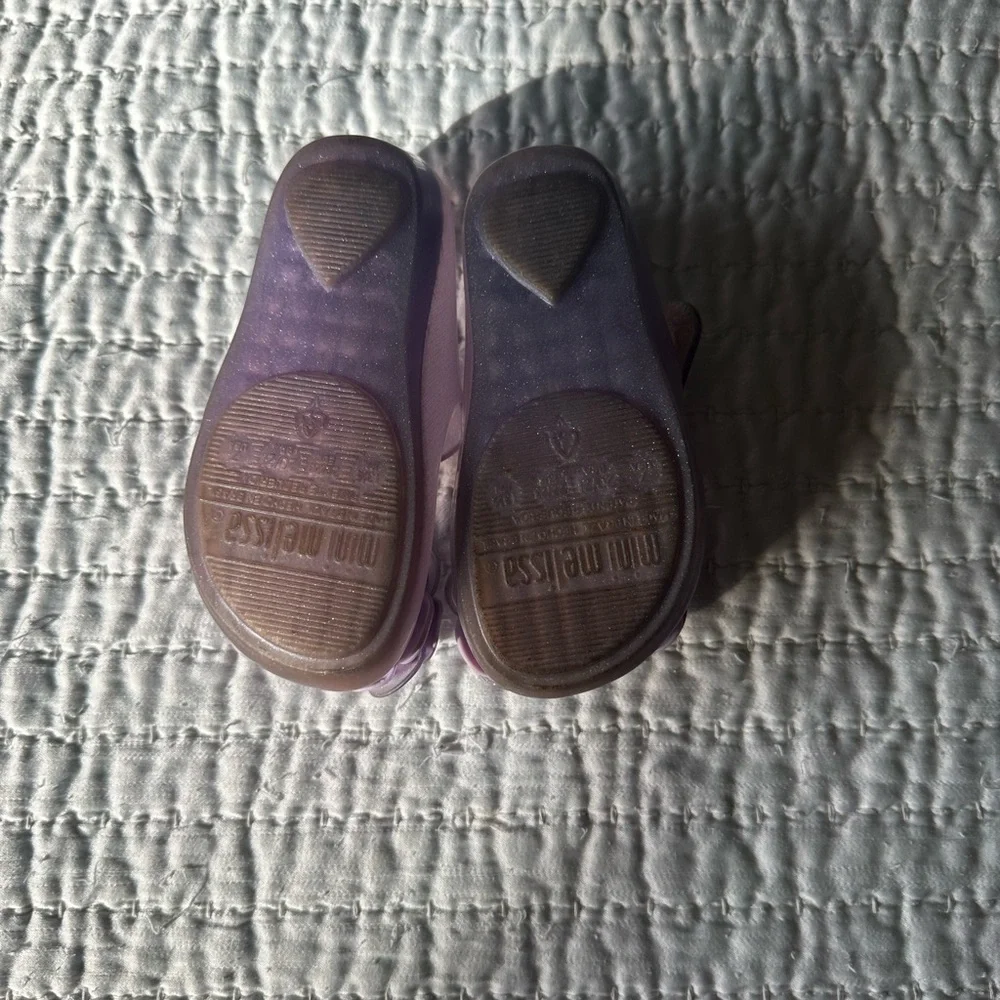 Mini Melissa Purple Jelly Mary Jane Shoes with Floral Appliques